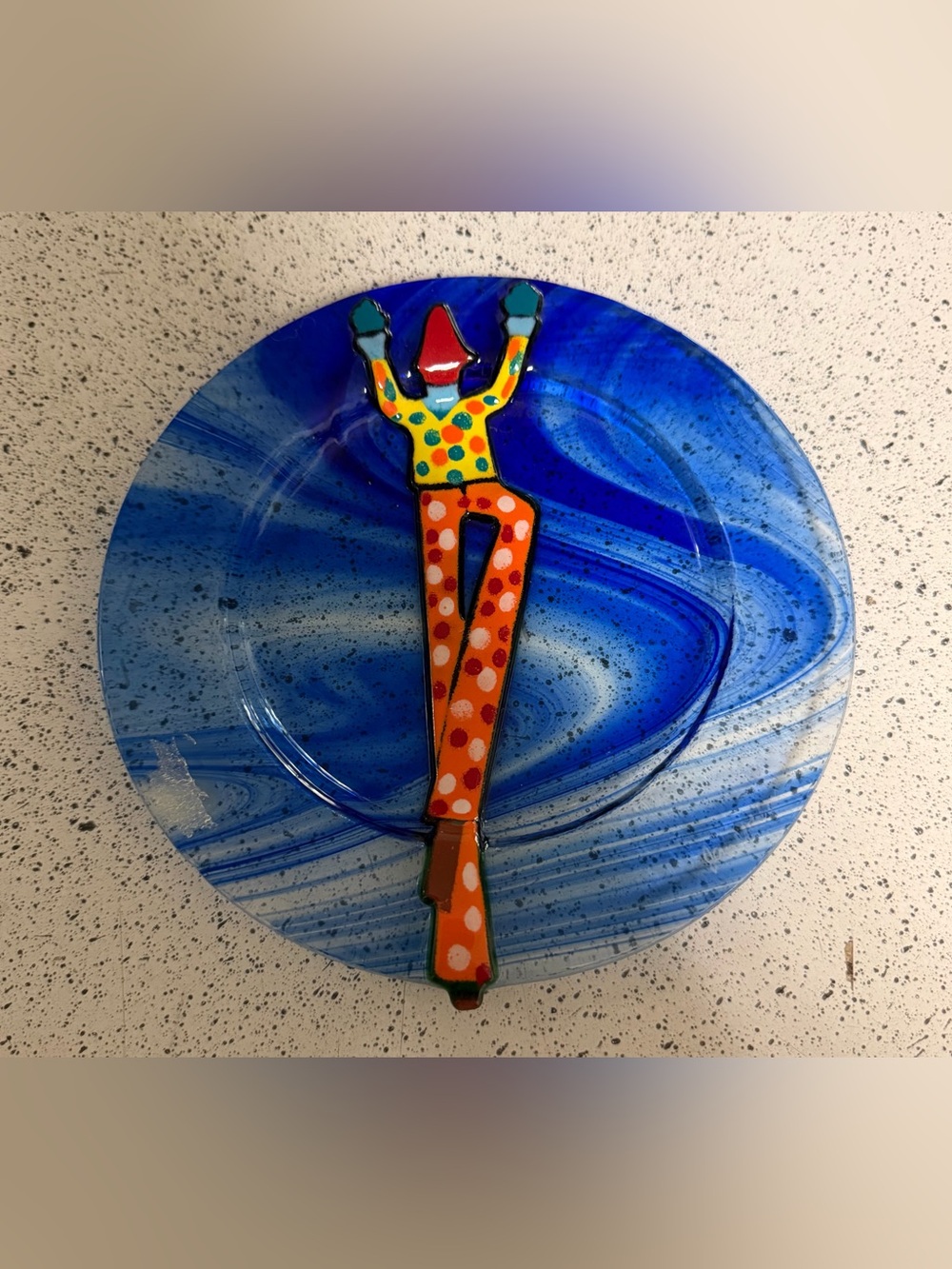 Fused Art Glass 8in Plate Signed